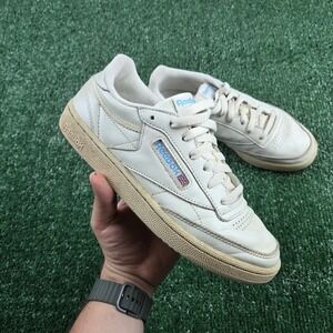 Reebok Club C 85 Mens Shoes Chalk White Blue V69406 Size 9